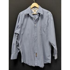 Tommy Hilfiger Striped Button-Up Shirt Blue Woven Long Sleeve Size 15 1/2